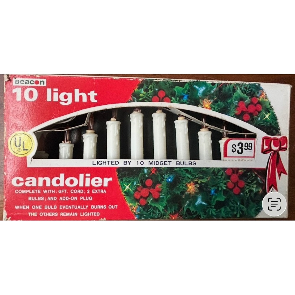 Vintage Beacon 10 Light Candolier Electric Christmas Window Candelabra White